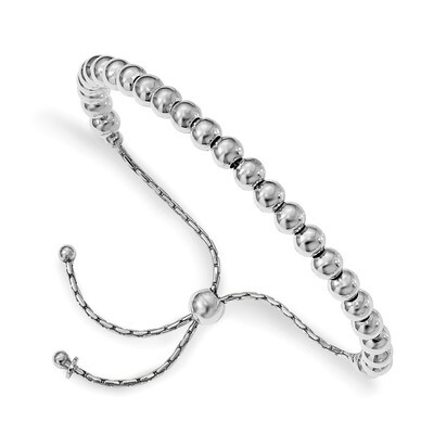 Leslie&#39;s Beaded Adjustable Bracelet 9 Inch Sterling Silver Polished HB-QLF803-9, MPN: QLF803-9, 191…