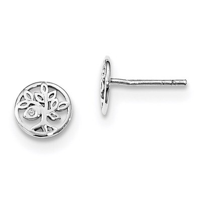 Tree Post Earrings Diamond Sterling Silver QW425, MPN: QW425, 191101048487