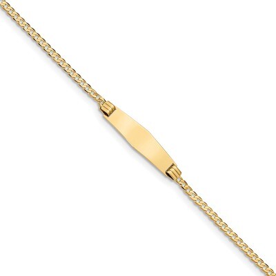7 Inch Curb Link Soft Diamond Shape ID Bracelet 14k Gold CUR75IDC-7, MPN: CUR75IDC-7, 883957871325