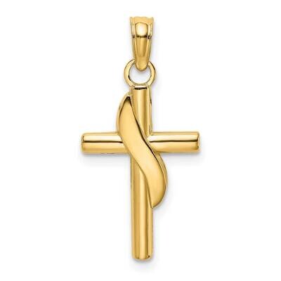 Polsihed with Banner Cross Charm 14k Gold K8371, MPN: K8371, 63721801646