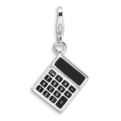 3-D Enameled Calculator Charm Sterling Silver QCC145 by Amore La Vita, MPN: QCC145, 883957331027