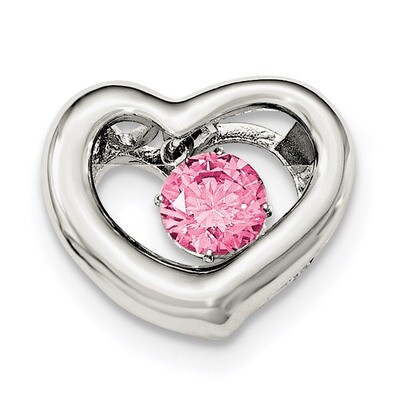Platinum-Plate Swar Zirconian Vibrant Pink CZ Heart Pendant Sterling Silver QC8496, MPN: QC8496, 19…