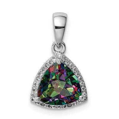 Trillion Mystic Fire &amp; White Topaz Pendant Sterling Silver Rhodium-plated QP5106, MPN: QP5106, 8839…