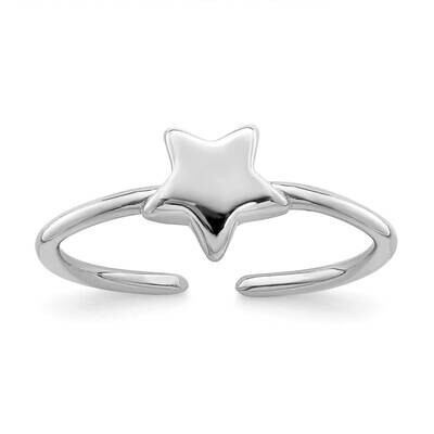 Polished Star Toe Ring Sterling Silver Rhodium-plated QR7162, MPN: QR7162, 191101922183