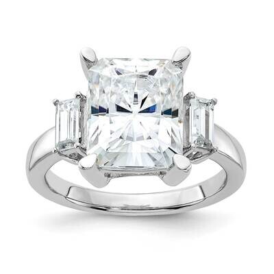 5 3/4ct. Three Stone D E F Pure Light Moissanite Engagement Ring 14k White Gold RM4447E-530-WMP, MP…