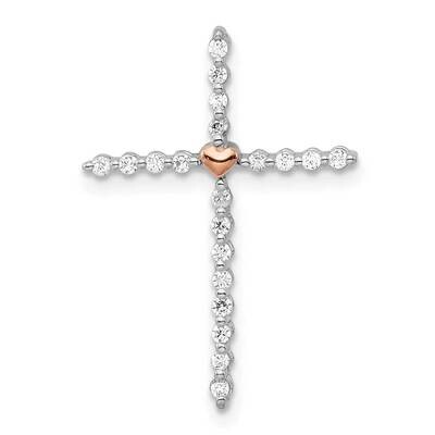 White &amp; Rose Diamond Cross Chain Slide 14k Two-Tone Gold PM8516-016-WRA, MPN: PM8516-016-WRA,