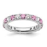 Si1/Si2 G H I &amp; Created Pink Sapphire Eternity Band 14k White Gold Lab Grown Diamond ET0050-CPS-100…