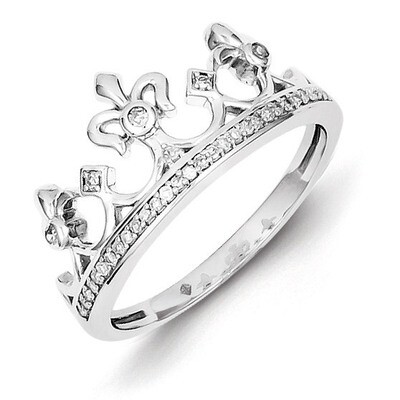 Crown Ring Sterling Silver Rhodium-plated Diamond QR5739, MPN: QR5739, 883957680712