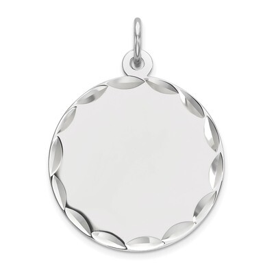 Engravable Rnd Polish Front Satin Back Disc Charm Sterling Silver Rhodium-plated QM382/50, MPN: QM3…