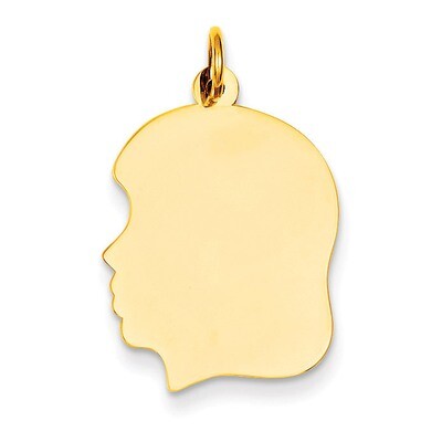 Plain Medium .018 Gauge Facing Left Engravable Girl Head Charm 14k Gold XM115/18, MPN: XM115/18, 88…