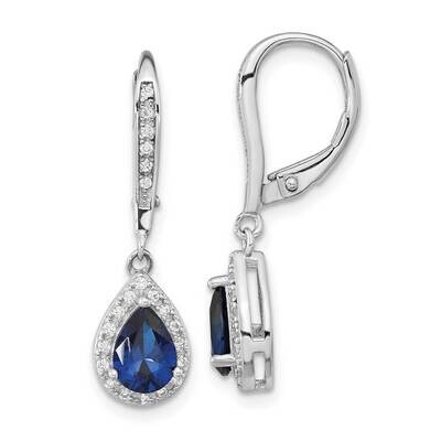 Cheryl M Ss Rhodium-Plated Created Blue Spinel and CZ Diamond Leverback Earrings QCM1511, MPN: QCM1…