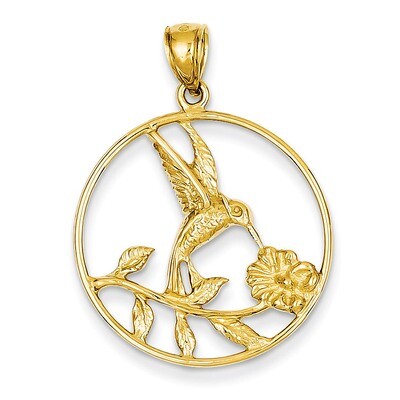 Hummingbird in Round Frame Pendant 14k Gold D4196, MPN: D4196, 637218036196