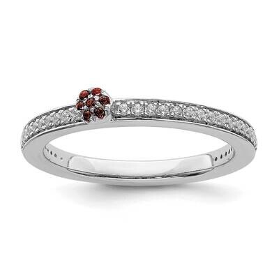 Garnet &amp; Diamond Ring 14k White Gold SK2076, MPN: SK2076, 191101298028