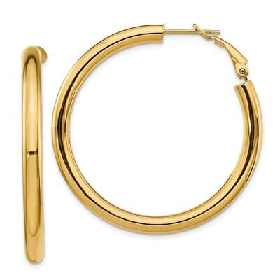 4x35mm Polished Round Omega Back Hoop Earrings 14k Gold PRE930, MPN: PRE930, 191101984204