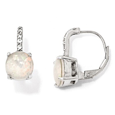 Cheryl M Opal Leverback Earrings Sterling Silver Cubic Zirconia QCM776, MPN: QCM776, 191101186844