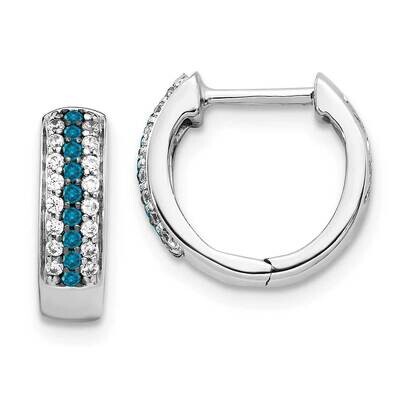 Blue and White Diamond Hinged Hoop Earrings 14k White Gold EM5406-BD-033-WA, MPN: EM5406-BD-033-WA,…