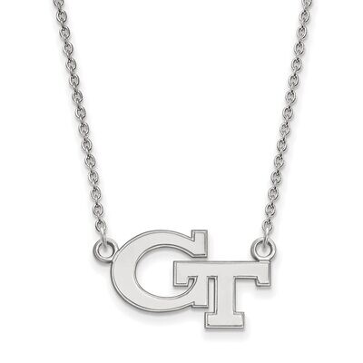 Georgia Institute of Technology Small Pendant with Chain Necklace 10k White Gold 1W009GT-18, MPN: 1…