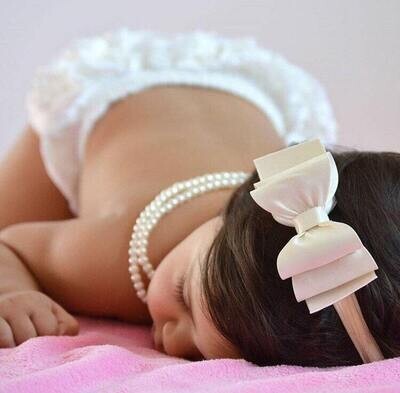 Baby Headband Ivory Big Bow Headband Ivory Baby Headband Newborn Headband Big Bow Headband Bow Head…
