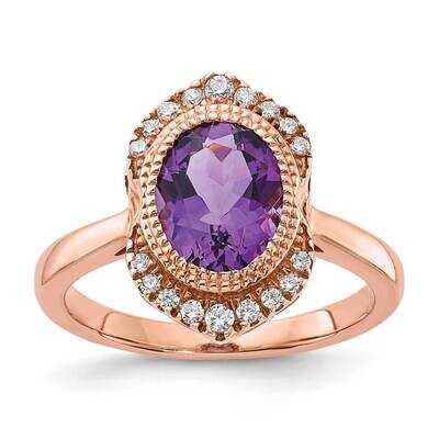 Sterling Silver Rose Tone Amethyst and CZ Ring RM3689-AM-SSRCZ-7