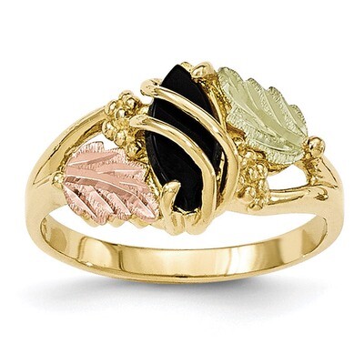 Black Hills Gold Onyx Ring 10k Tri-color 10BH669, MPN: 10BH669, 191101731624