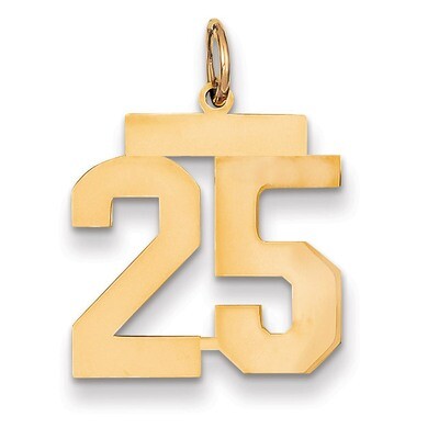 Number 25 Charm 14k Gold Medium Polished LM25, MPN: LM25, 883957133010