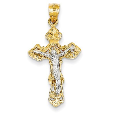 INRI Fleur De Lis Crucifix Pendant 14k Two-Tone Gold C241, MPN: C241, 883957345772