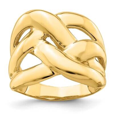Bold Basket Weave Dome Ring 14k Gold Polished R704, MPN: R704, 196904051641