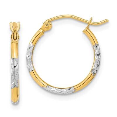 Diamond Cut Hoop Earrings 14k Gold with White Rhodium TF1993, MPN: TF1993, 883957985374