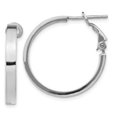 3x20mm Polished Square Tube Round Hoop Earrings 14k White Gold PRE932W, MPN: PRE932W, 191101984259