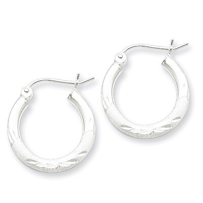 Satin Finished Hoop Earrings Sterling Silver Rhodium-plated QE4430, MPN: QE4430, 883957930503