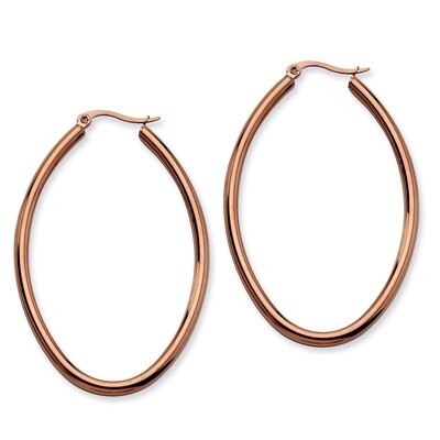 Chocolate Plated 55mm Oval Hoop Earrings - Stainless Steel SRE403 by Chisel, MPN: SRE403, 886774039…