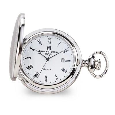 Charles Hubert Stainless Striped Case with Engraving Area Pocket Watch  XWA6113, MPN: XWA6113, 8488…