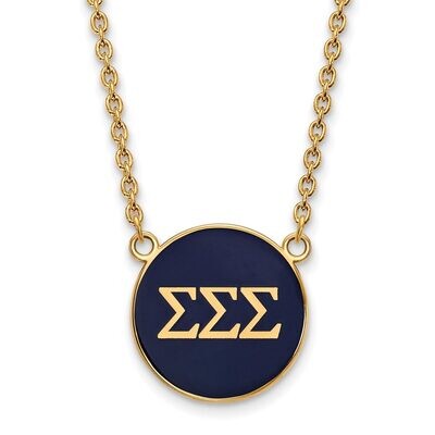 Sigma Sigma Sigma Small Enameled Pendant with 18 Inch Chain Gold-plated Silver GP030SSS-18, MPN: GP…
