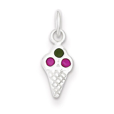 Enameled Ice Cream Cone Sterling Silver QC7057, MPN: QC7057, 883957568324