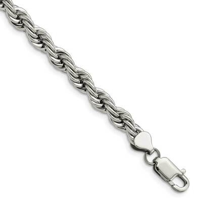 7mm Rope Bracelet Stainless Steel Polished SRB1191-7.25 by Chisel, MPN: SRB1191-7.25, 886774750231