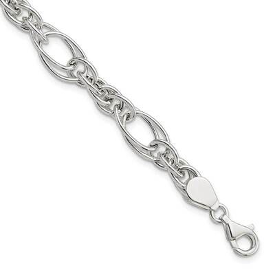Fancy Link 7 Inch Bracelet Sterling Silver Polished QG5970-7, MPN: QG5970-7, 191101781902