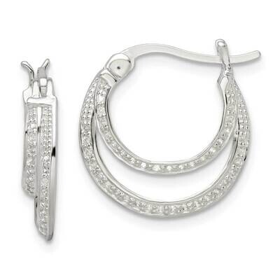 Hoop Earrings Sterling Silver Cz Diamond QE16277, MPN: QE16277, 196904168530