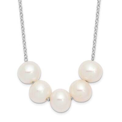 7-8mm White Semi-Round Cultured Freshwater Pearl Necklace Sterling Silver Rhodium-plated QH5668-17,…