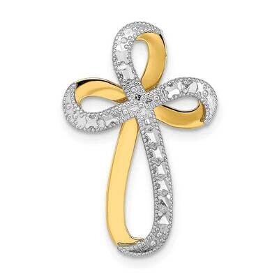 Twisted Cross Charm 14k Gold Diamond-cut Rhodium K9272, MPN: K9272, 637218134076