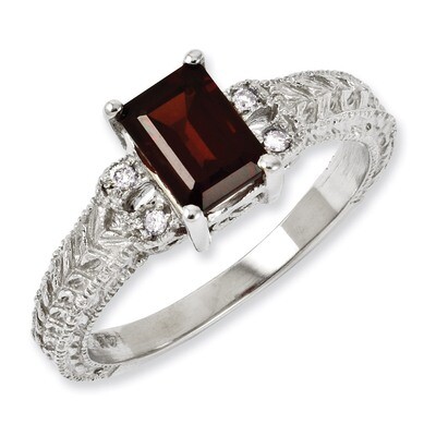 7x5mm Garnet &amp; Diamond Ring 14k White Gold Y2266GA/AA, MPN: Y2266GA/AA, 883957711386