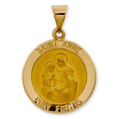 Saint Anne Medal Pendant 14k Gold Polished and Satin XR1286, MPN: XR1286, 883957450285