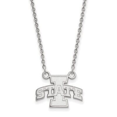 Iowa State University Small Pendant with Chain Necklace 14k White Gold 4W006IAS-18, MPN: 4W006IAS-1…
