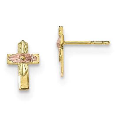 Black Hills Gold Cross Earrings 10k Tri-Color Gold 10BH697, MPN: 10BH697, 31902018046