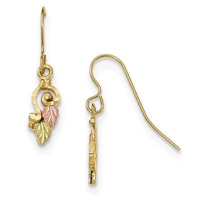 Black Hills Gold Shepherd Hook Earrings 10k Tri-Color Gold 10BH634, MPN: 10BH634, 31902458514