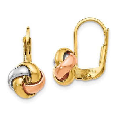 Leslie&#39;s Love Knot Leverback Earrings 14k Tri-Color Polished Gold HB-LE1448, MPN: LE1448, 191101756…