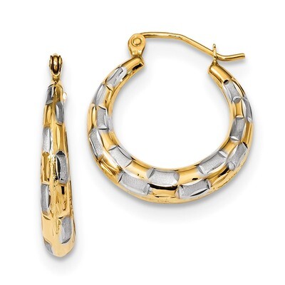 Polished Satin &amp; Diamond -cut Hoop Earrings 14k Tri-Color Gold TF1084, MPN: TF1084, 191101059131
