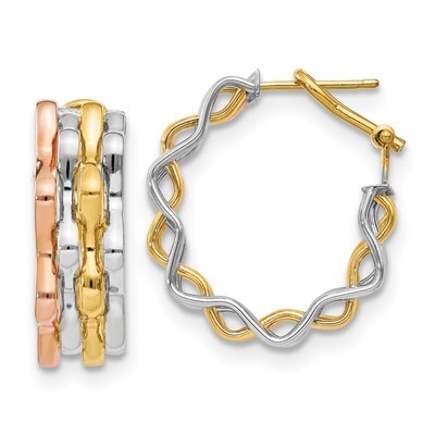 Leslie&#39;s Wavy Fancy Earrings 14k Tri-Color Polished Gold HB-LE1574, MPN: LE1574, 191101760365