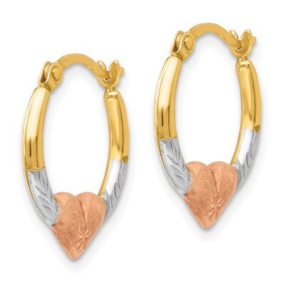 Tri-color Heart Hoop Earrings - 14k Gold SE2416 by Madi K, MPN: SE2416, 883957556604