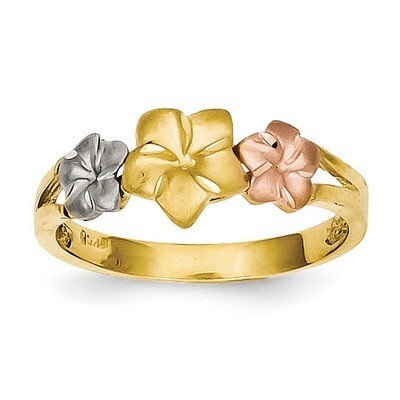 Plumeria Ring 14k Tri-Color Gold D1889, MPN: D1889, 886774092638