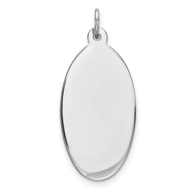 Engravable Oval Polish Front Satin Back Disc Charm Sterling Silver Rhodium QM515/35, MPN: QM515/35,